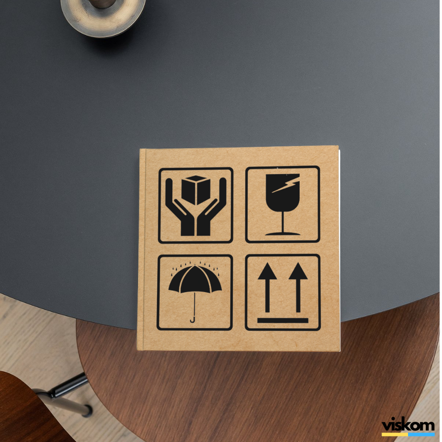 Kraft label 100x100 mm &laquo;Вантажний знак&raquo; (100 pcs/roll) self-adhesive 100100brownVantazhnijznak photo