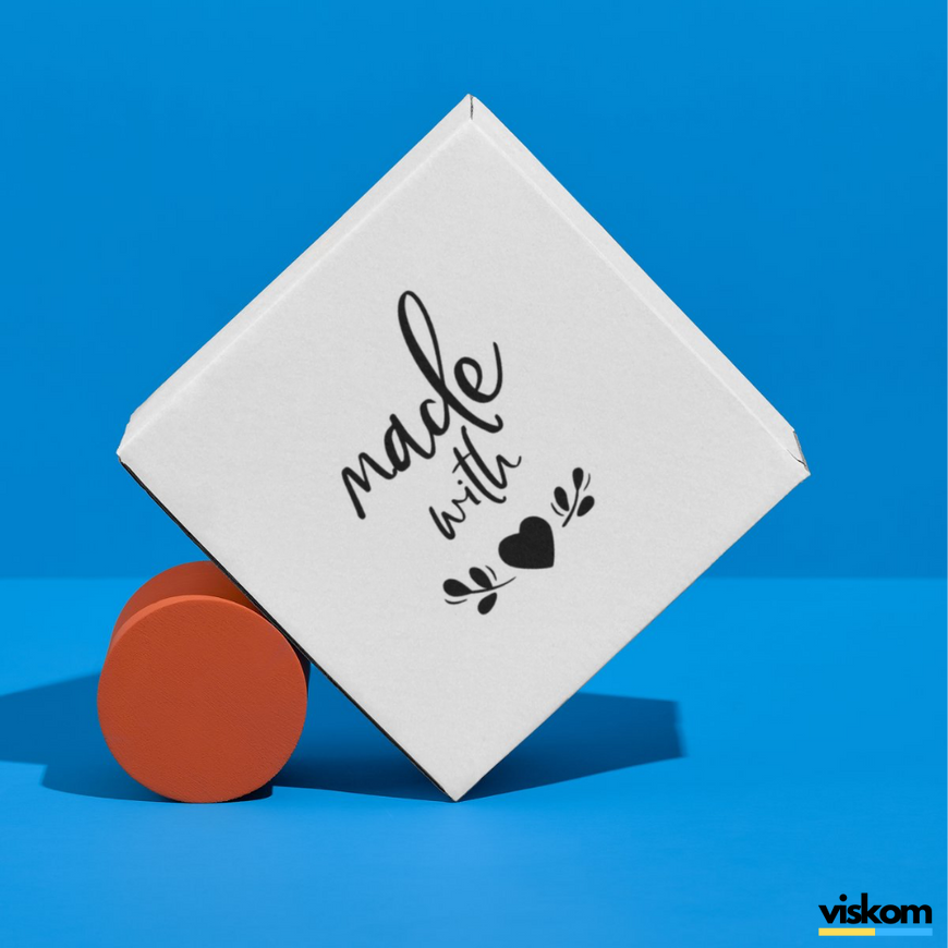 Beyaz etiket 100х100 mm &laquo;Made with love 03&raquo; (100 adet/rulo) kendinden yapışkanlı 100100whitemadewithlove03 photo