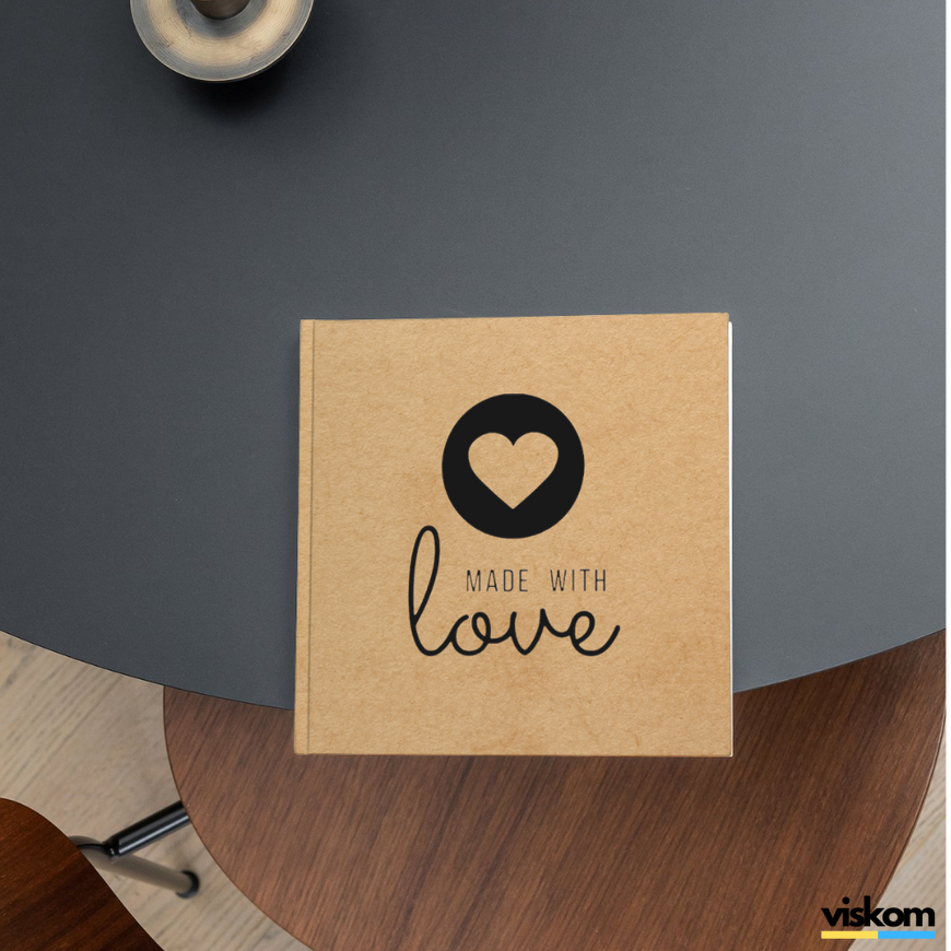 Kraft label 100x100 mm &laquo;Made with love 04&raquo; (100 pcs/roll) self-adhesive 100100brownmadewithlove04 photo