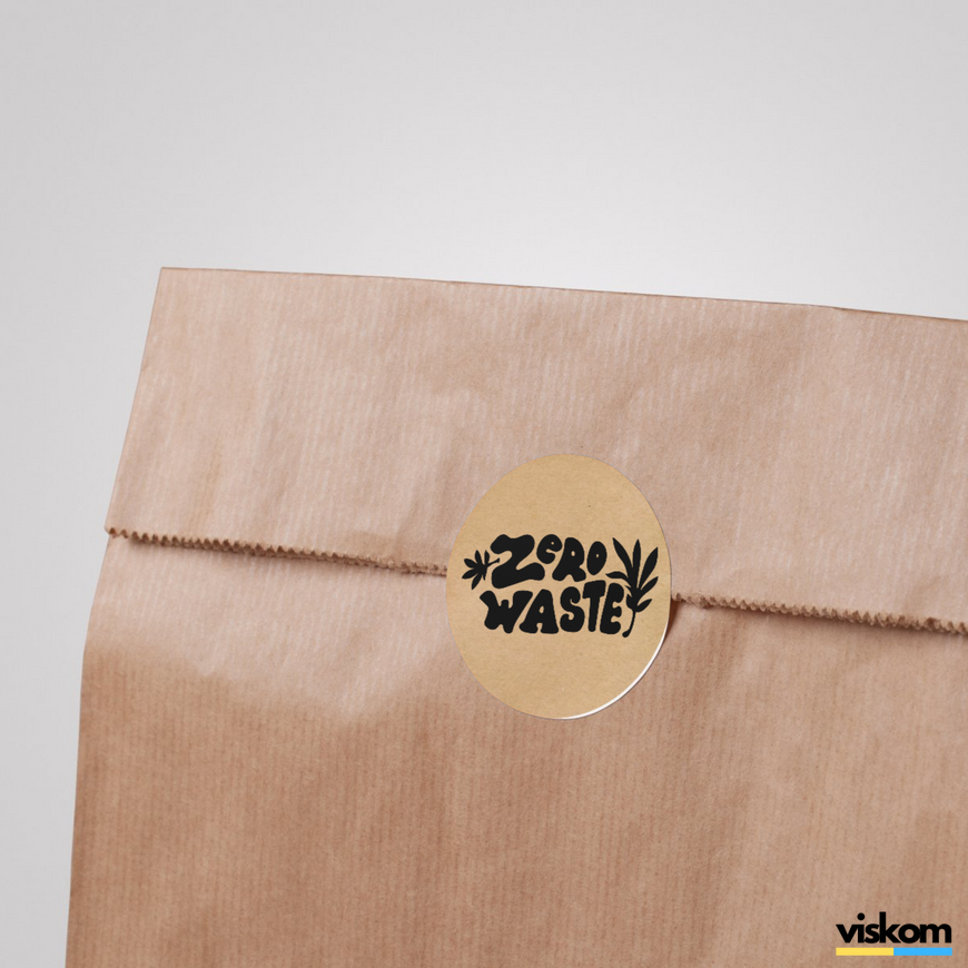 Етикетка крафт ⌀50 мм &laquo;Zero Waste 01&raquo; (250 шт/рулон) самоклеюча 50brownzero-waste-01 фото