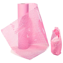 Крафт бумага сотовая 30 см х 10 м Honeycomb, розовая в рулоне