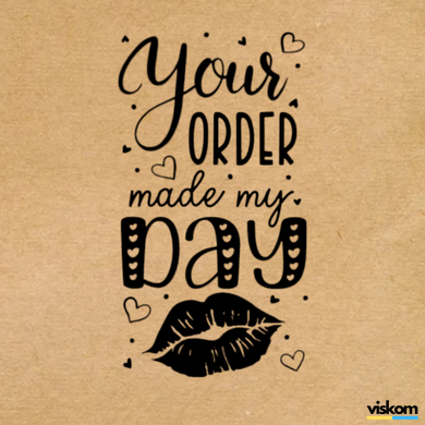 Етикетка крафт 100x100 мм "Your order made my day" (100 шт/рулон) з друком, самоклеюча Viskom 100100order photo