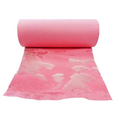 Крафт папір стільниковий 30 см х 10 м Honeycomb, рожевий в рулоні