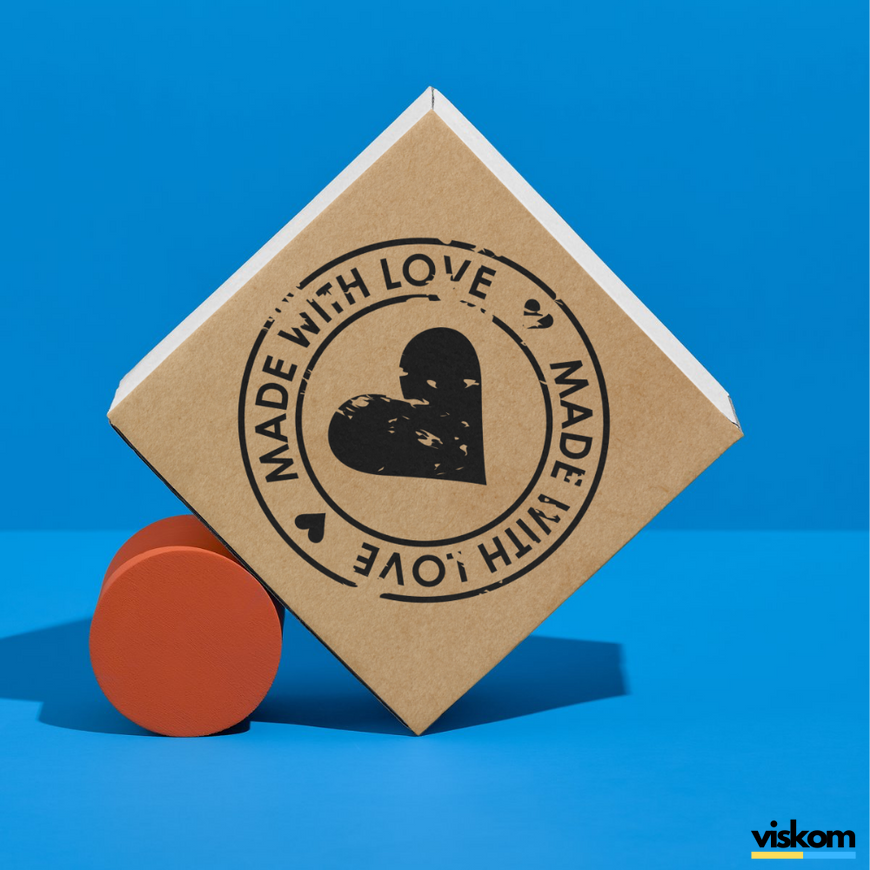 Этикетка крафт 100x100 мм &laquo;Made with love 05&raquo; (100 шт/рулон) самоклеющаяся 100100brownmadewithlove05 фото