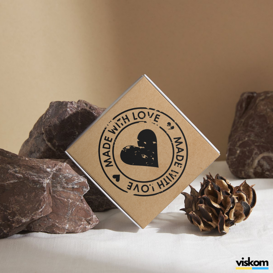 Этикетка крафт 100x100 мм &laquo;Made with love 05&raquo; (100 шт/рулон) самоклеющаяся 100100brownmadewithlove05 фото