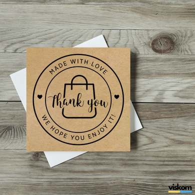 Етикетка крафт 100x100 мм "Thank You 04" (100 шт/рулон) з друком, самоклеюча Viskom 100100Thankyou04 фото