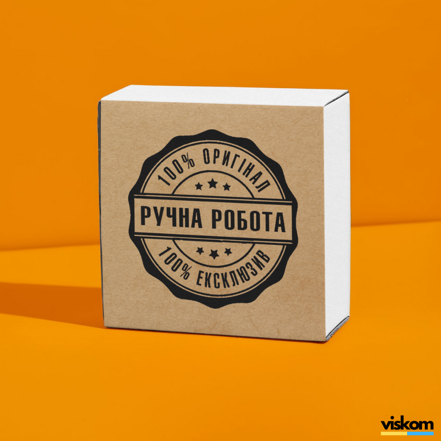 Kraft etiket 100x100 mm &laquo;Ручна Робота 06&raquo; (100 adet/rulo) kendinden yapışkanlı 100100brownruchnarobota06 photo