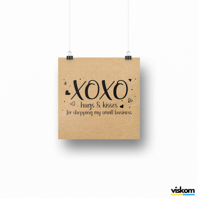 Етикетка крафт 100x100 мм "XOXO Hugs And Kisses" (100 шт/рулон) з друком, самоклеюча Viskom 100100XOXO photo