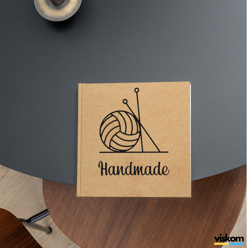 Kraft label 100x100 mm &laquo;Handmade 12&raquo; (100 pcs/roll) self-adhesive 100100brownhandmade12 photo