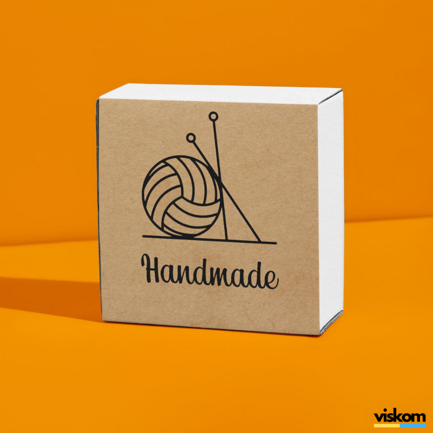 Kraft label 100x100 mm &laquo;Handmade 12&raquo; (100 pcs/roll) self-adhesive 100100brownhandmade12 photo