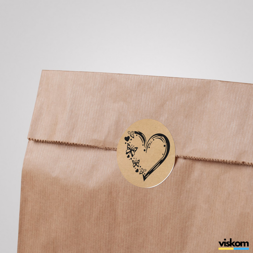 Етикетка крафт ⌀50 мм &laquo;Love 01&raquo; (250 шт/рулон) самоклеюча 50brownlove-01 фото