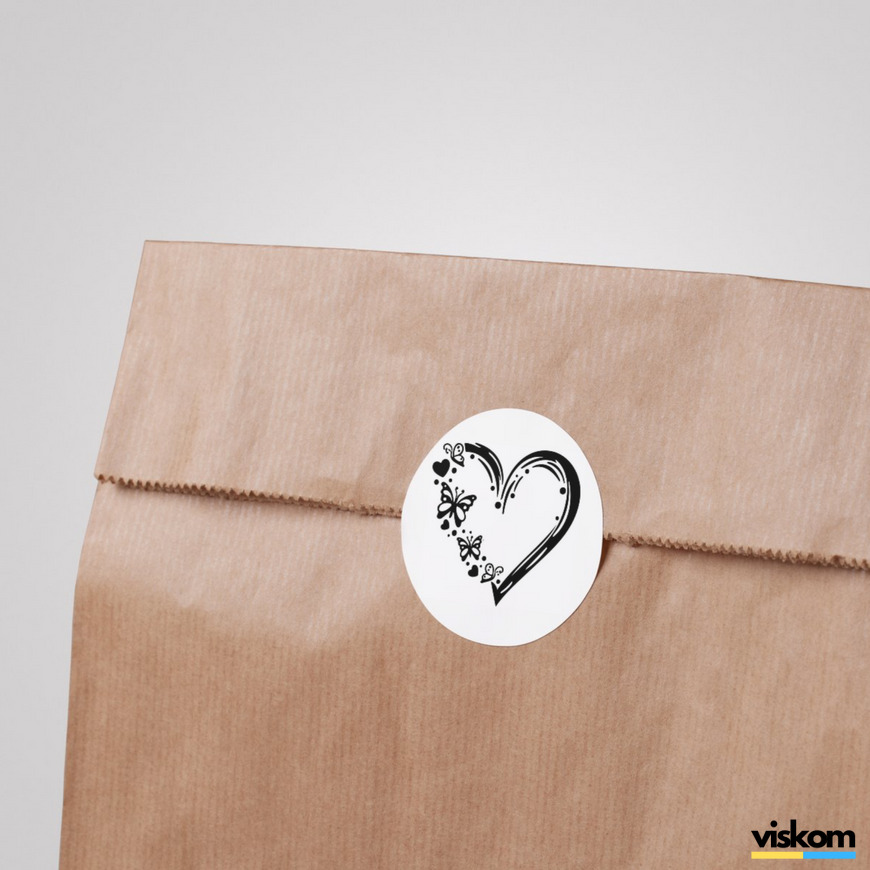 Етикетка біла ⌀50 мм &laquo;Love 01&raquo; (250 шт/рулон) самоклеюча 50whiteLove01 фото