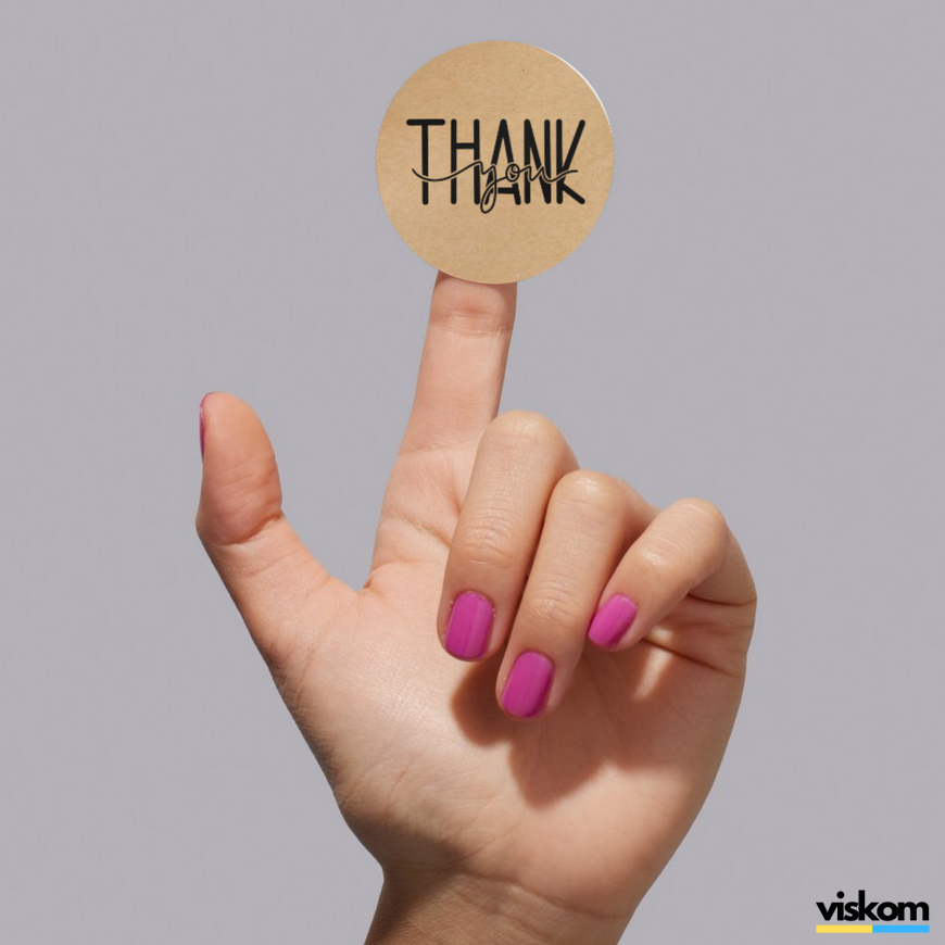 Этикетка крафт ⌀50 мм &laquo;Thank You 03&raquo; (250 шт/рулон) самоклеющаяся 50brownThankyou03 фото