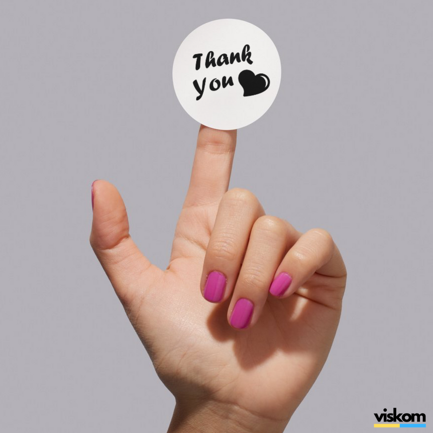 Biała etykieta ⌀50 mm "Thank You 08" (250 szt./rolka) samoprzylepna 50whitethankyou08 photo