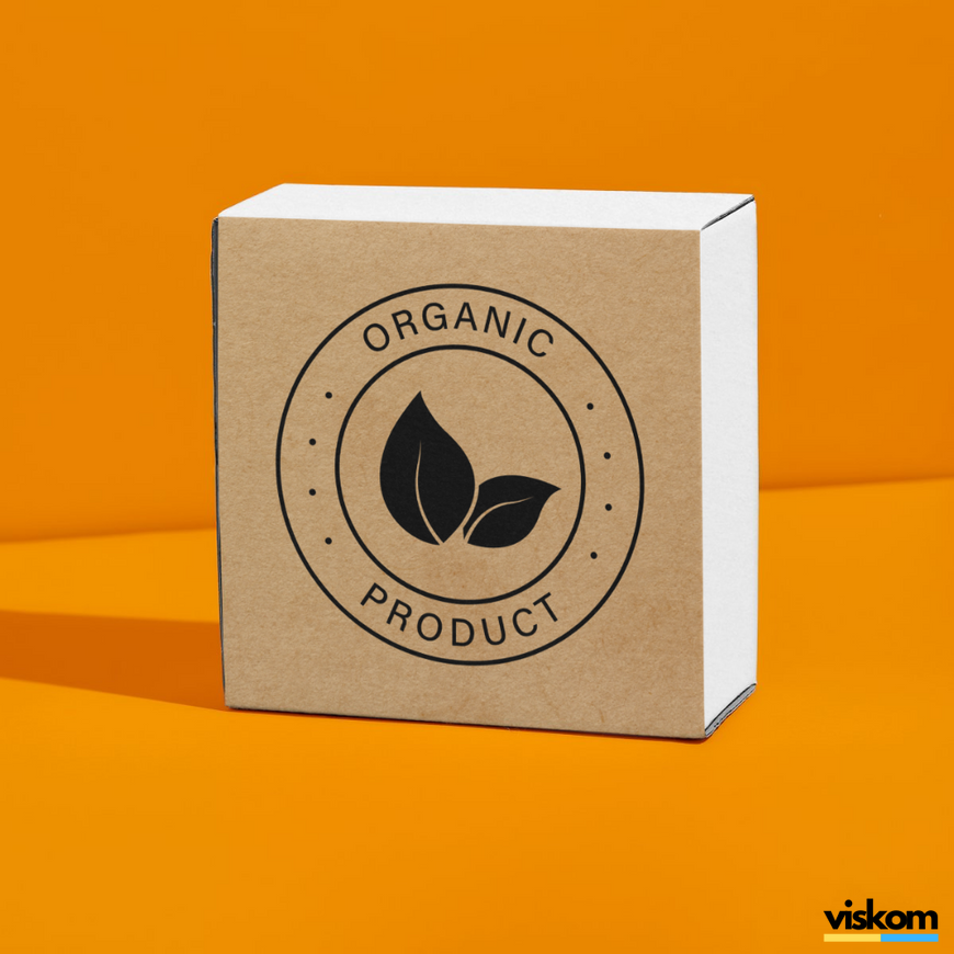 Kraft label 100x100 mm &laquo;Organic 03&raquo; (100 pcs/roll) self-adhesive 100100brownOrganic03 photo