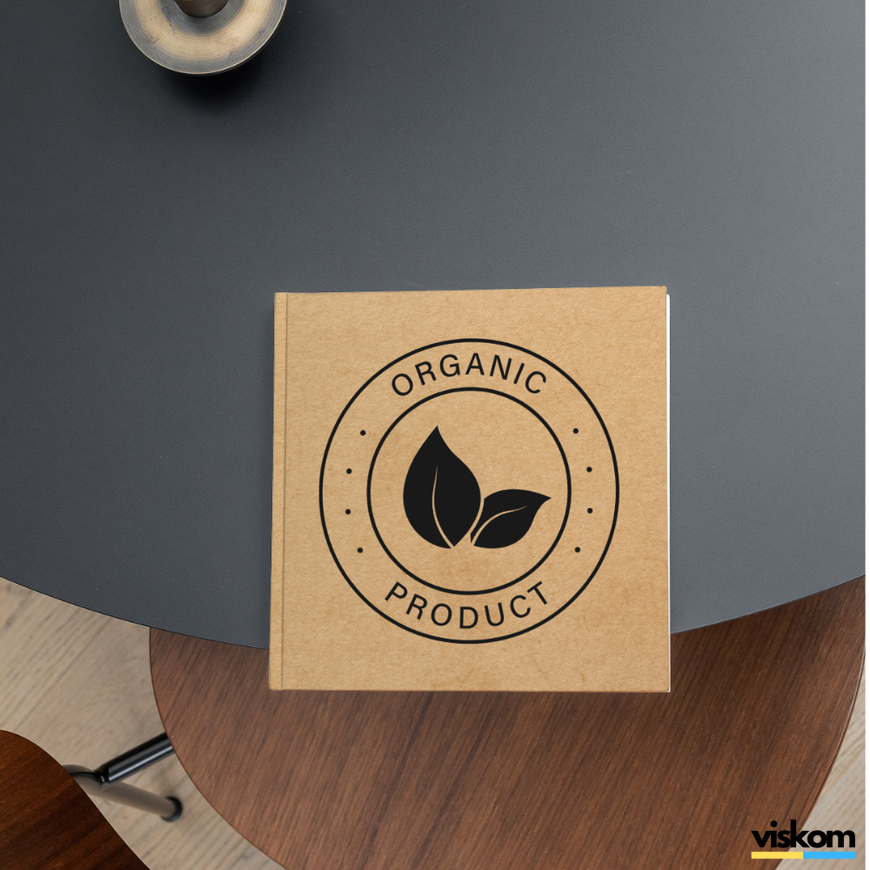 Kraft label 100x100 mm &laquo;Organic 03&raquo; (100 pcs/roll) self-adhesive 100100brownOrganic03 photo