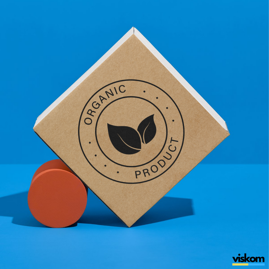 Kraft label 100x100 mm &laquo;Organic 03&raquo; (100 pcs/roll) self-adhesive 100100brownOrganic03 photo