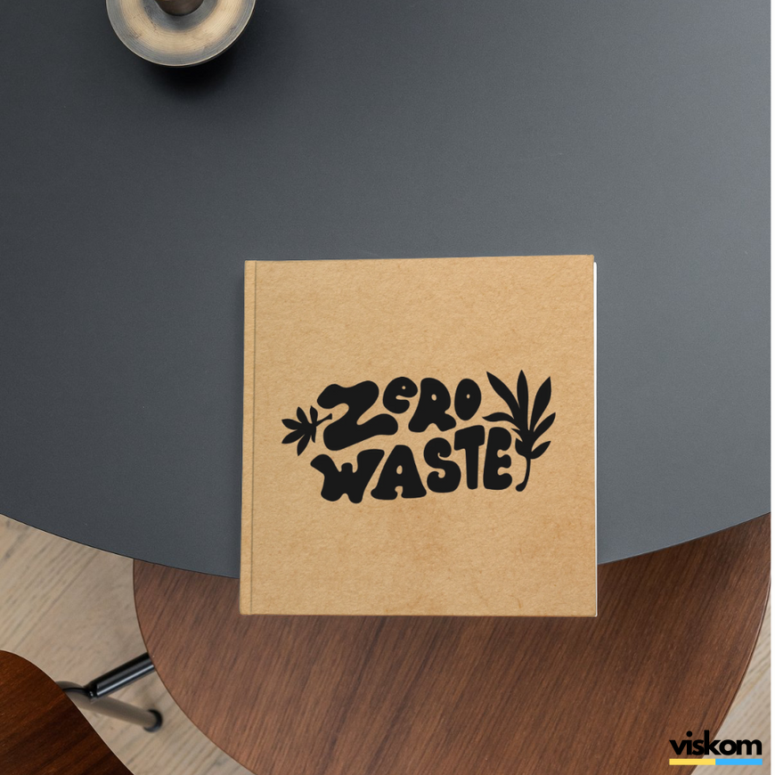 Etykieta Kraft 100x100 mm &laquo;Zero Waste 01&raquo; (100 szt./rolka) samoprzylepna 100100brownzero-waste-01 photo