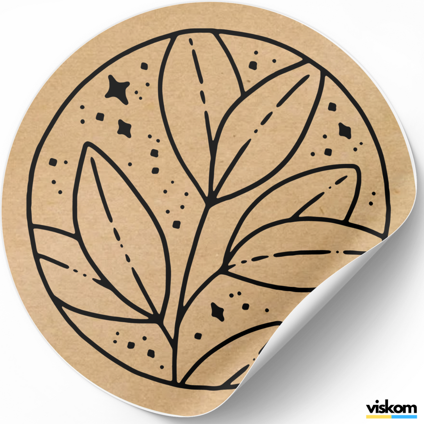 Етикетка крафт ⌀50 мм &laquo;Floral&raquo; (250 шт/рулон) самоклеюча 50brownFloral фото