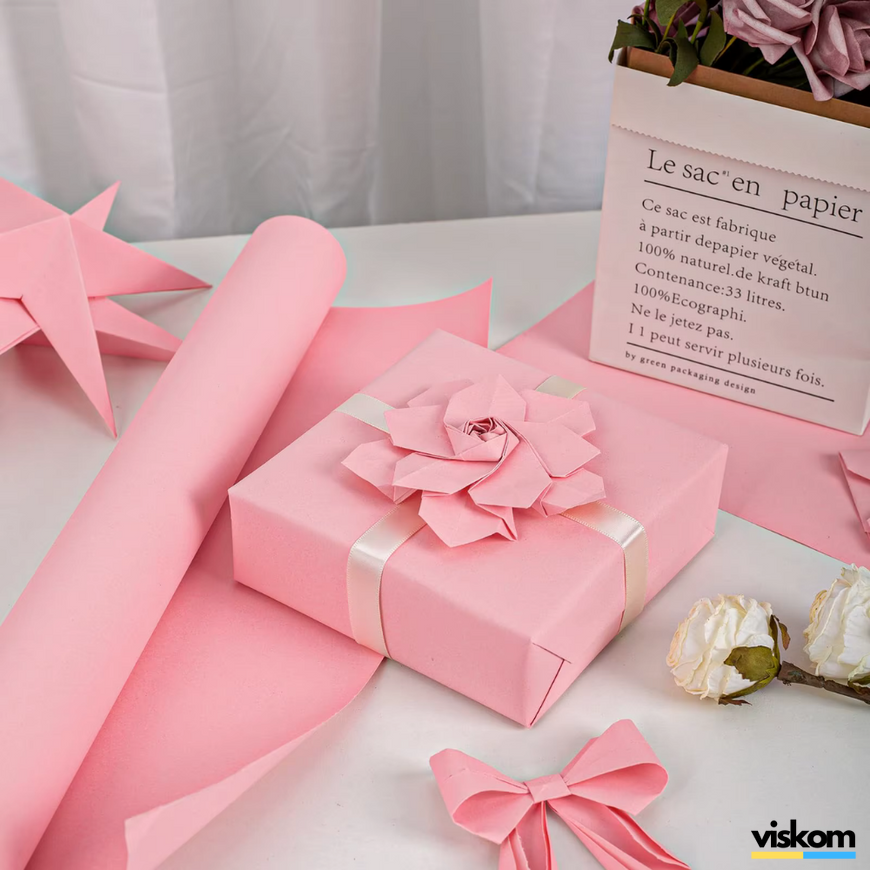 Крафт папір в рулонах 30 см х 20 м, рожевий 3020pink photo