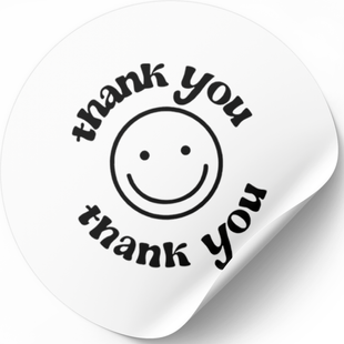 Етикетка біла ⌀50 мм &laquo;Thank You 12&raquo; (250 шт/рулон) самоклеюча 50whitethankyou12 фото