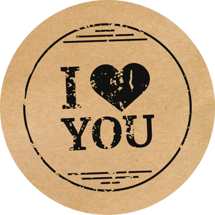 Kraft etiket ⌀50 mm &laquo;Love 04&raquo; (250 adet/rulo) kendinden yapışkanlı 50brownlove-04 photo