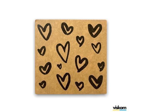 Этикетка крафт 100x100 мм "Love" (100 шт/рулон) с принтом, самоклеящаяся Viskom 100100love фото