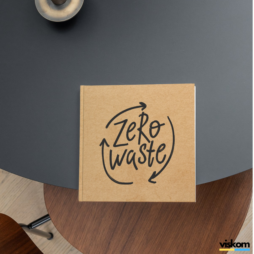 Etykieta Kraft 100x100 mm &laquo;Zero Waste 02&raquo; (100 szt./rolka) samoprzylepna 100100brownzero-waste-02 photo