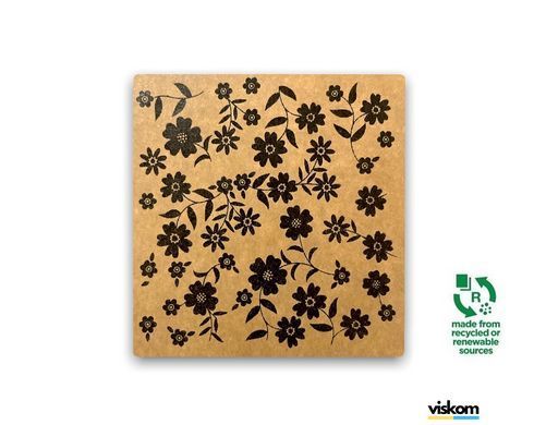 Етикетка крафт 100x100 мм "Flowers" (100 шт/рулон) з друком, самоклеюча Viskom 100100flowers photo