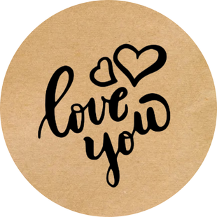 Kraft etiket ⌀50 mm &laquo;Love 05&raquo; (250 adet/rulo) kendinden yapışkanlı 50brownlove-05 photo