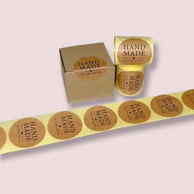 Етикетка крафт ⌀26 мм «Handmade 01» (500 шт/рулон)