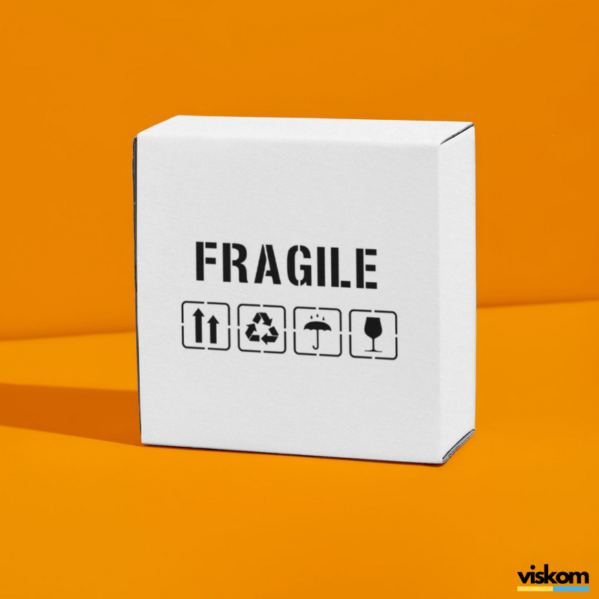 Етикетка біла 100х100 мм &laquo;Fragile 01&raquo; (100 шт/рулон) самоклеюча 100100whiteFragile01 фото