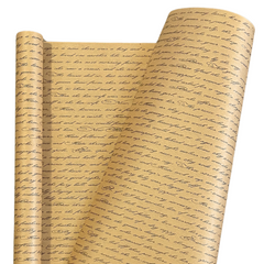 Крафт бумага в рулоне 70 см х 7 м «Letters 01» коричневый с черной печатью