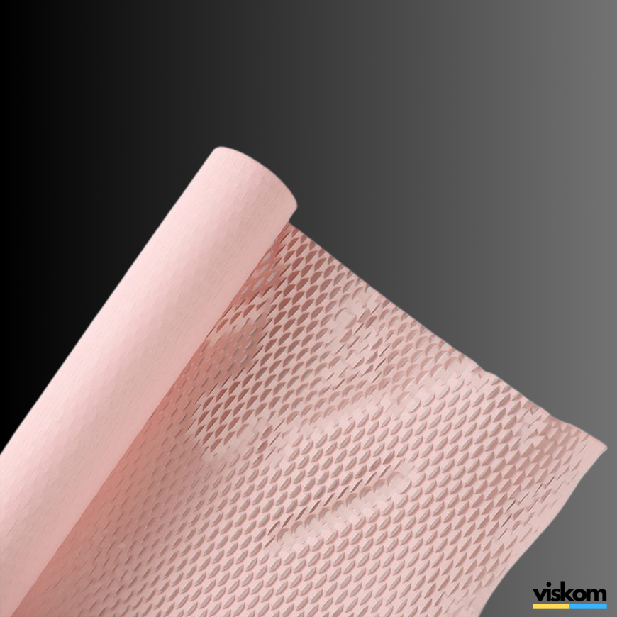 Крафт бумага сотовая 50 см х 9 м Honeycomb, розовая в рулоне 509pink фото