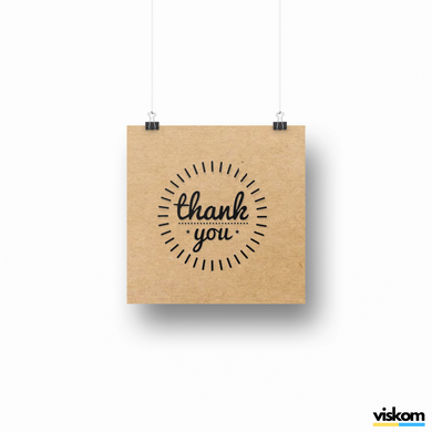 Етикетка крафт 100x100 мм "Thank You 14" (100 шт/рулон) з друком, самоклеюча Viskom 100100Thankyou14 photo