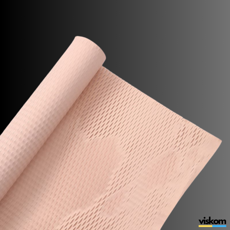 Крафт папір стільниковий 50 см х 9 м Honeycomb, персиковий в рулоні 509peach photo
