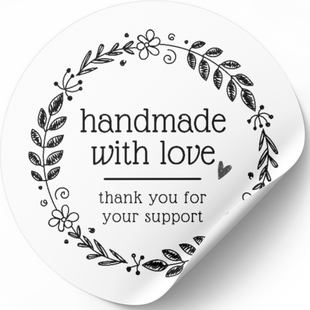 Етикетка біла ⌀50 мм &laquo;Handmade 04&raquo; (250 шт/рулон) самоклеюча 50whitehandmade04 фото