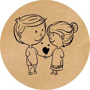 Kraft etiket ⌀50 mm &laquo;Love Boy & Girl&raquo; (250 adet/rulo) kendinden yapışkanlı 50brownLoveBoy&Girl photo
