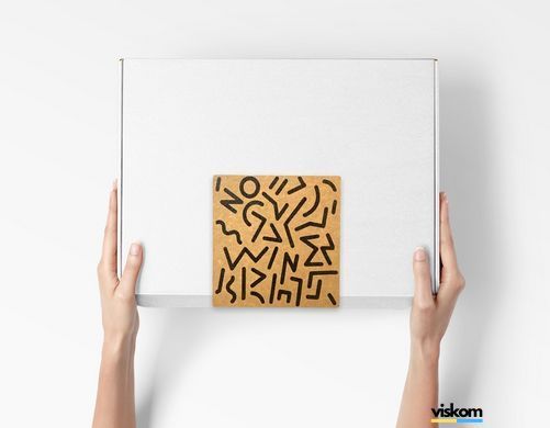 Етикетка крафт 100x100 мм "Creative" (100 шт/рулон) з друком, самоклеюча Viskom 100100creative photo
