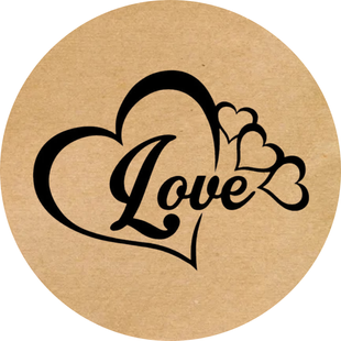 Kraft etiket ⌀50 mm &laquo;Love 06&raquo; (250 adet/rulo) kendinden yapışkanlı 50brownlove-06 photo