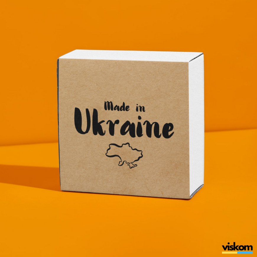Kraftpapier-Etikett 100x100 mm &laquo;Made in Ukraine 01&raquo; (100 St&uuml;ck/Rolle), selbstklebend 100100brownmadeinukraine01 photo