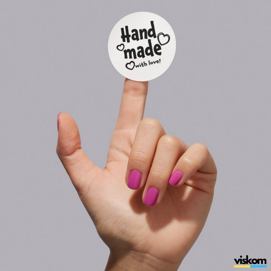 Beyaz etiket ⌀50 mm &laquo;Handmade 02&raquo; (250 adet/rulo) kendinden yapışkanlı 50whitehandmade02 photo