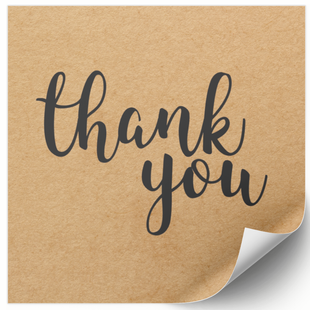 Етикетка крафт 100x100 мм &laquo;Thank You 02&raquo; (100 шт/рулон) самоклеюча 100100brownThankYou02 фото