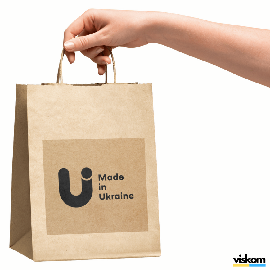 Етикетка крафт 100x100 мм &laquo;Made in Ukraine 02&raquo; (100 шт/рулон) самоклеюча 100100brownmadeinukraine02 фото