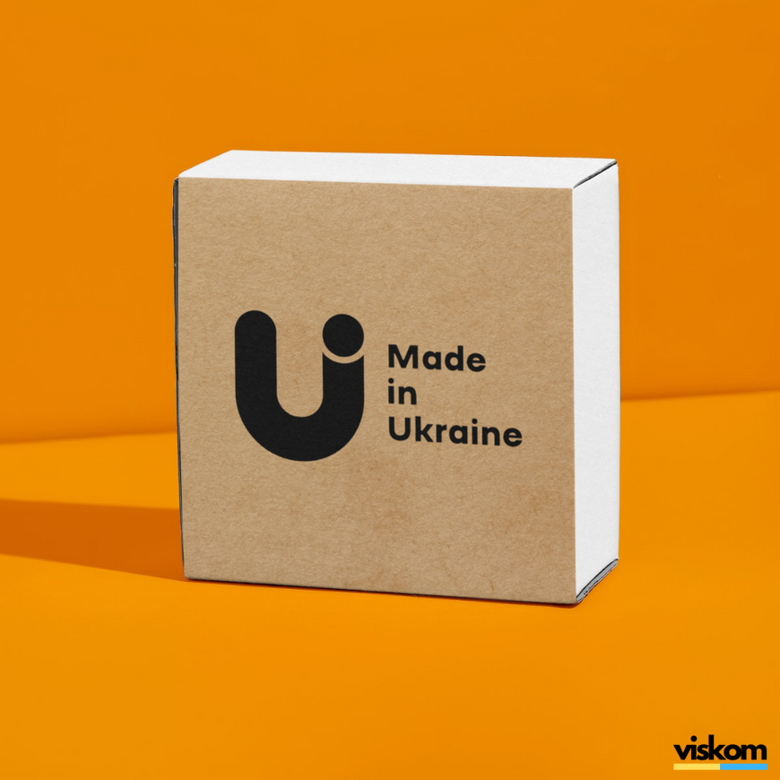Етикетка крафт 100x100 мм &laquo;Made in Ukraine 02&raquo; (100 шт/рулон) самоклеюча 100100brownmadeinukraine02 фото