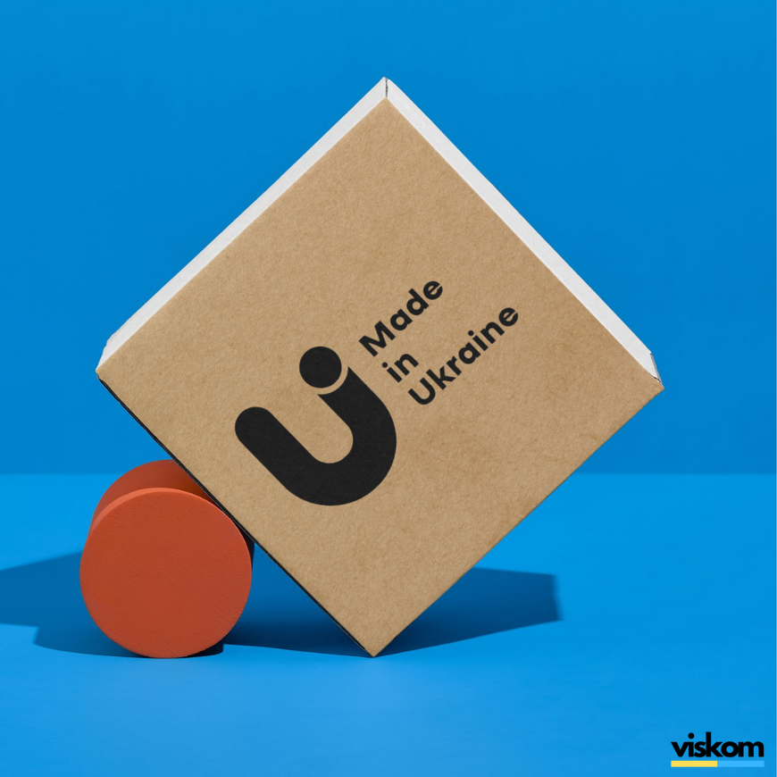 Етикетка крафт 100x100 мм &laquo;Made in Ukraine 02&raquo; (100 шт/рулон) самоклеюча 100100brownmadeinukraine02 фото