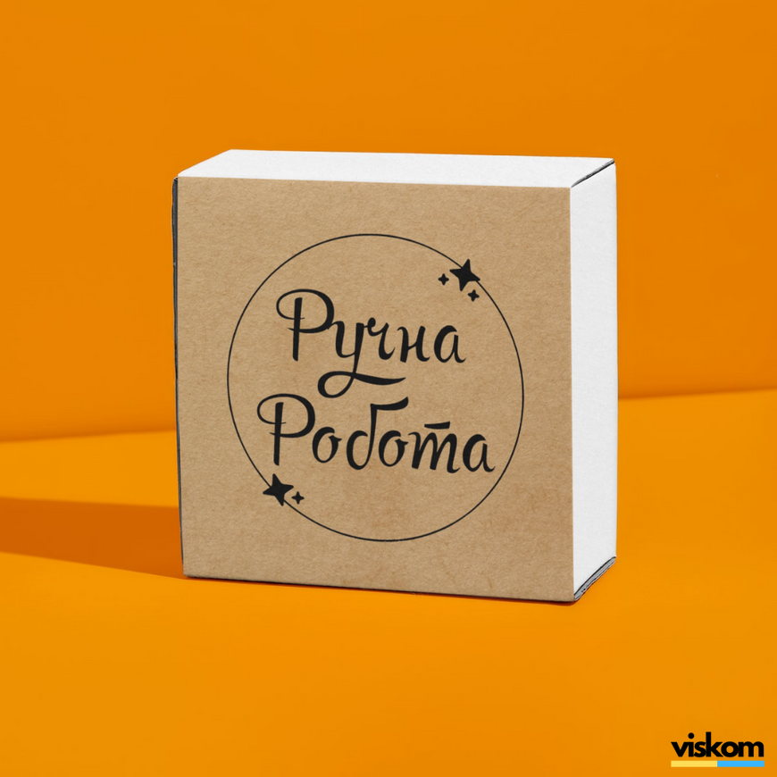 Etykieta Kraft 100x100 mm &laquo;Ручна Робота 03&raquo; (100 szt./rolka) samoprzylepna 100100brownruchnarobota03 photo