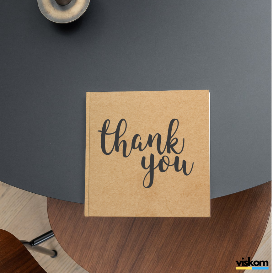 Kraft etiket 100x100 mm &laquo;Thank You 02&raquo; (100 adet/rulo) kendinden yapışkanlı 100100brownThankYou02 photo