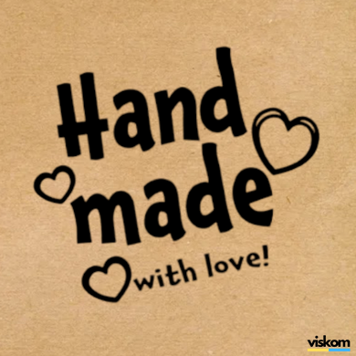 Етикетка крафт 100x100 мм "Handmade 02" (100 шт/рулон) з друком, самоклеюча Viskom 100100Hand--made photo