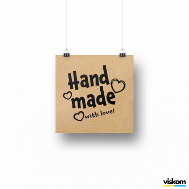 Етикетка крафт 100x100 мм "Handmade 02" (100 шт/рулон) з друком, самоклеюча Viskom 100100Hand--made photo